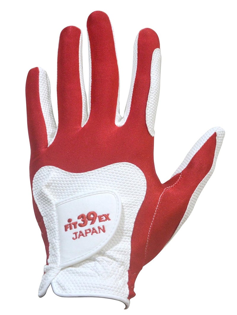 GolfBasic Fit39 EX Golf Gloves (White/Red) (Small) - Image 1