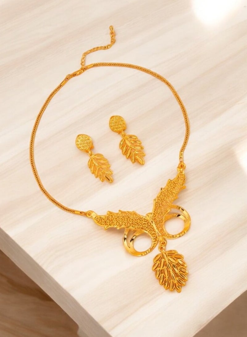 GOLDMAX 21k Gold Plated Necklace & Earrings Jewelry Set For Women - Image 2