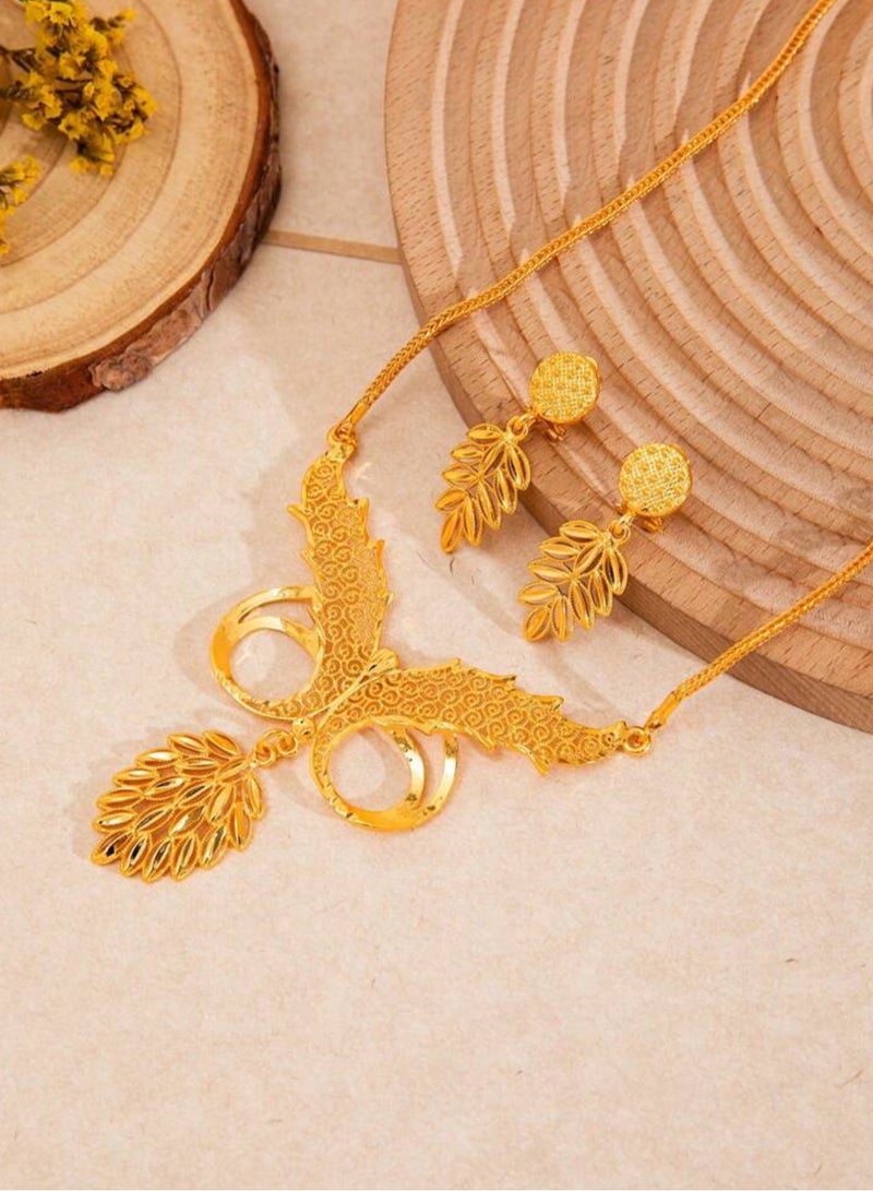 GOLDMAX 21k Gold Plated Necklace & Earrings Jewelry Set For Women - Image 3