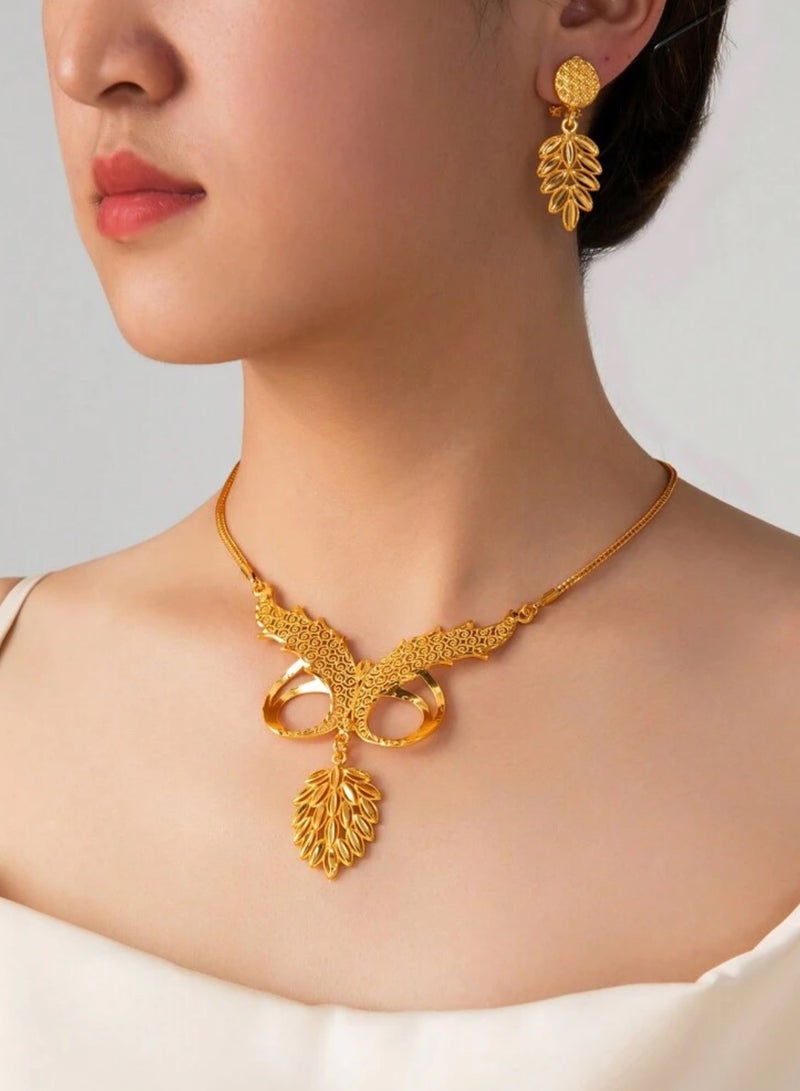 GOLDMAX 21k Gold Plated Necklace & Earrings Jewelry Set For Women - Image 4