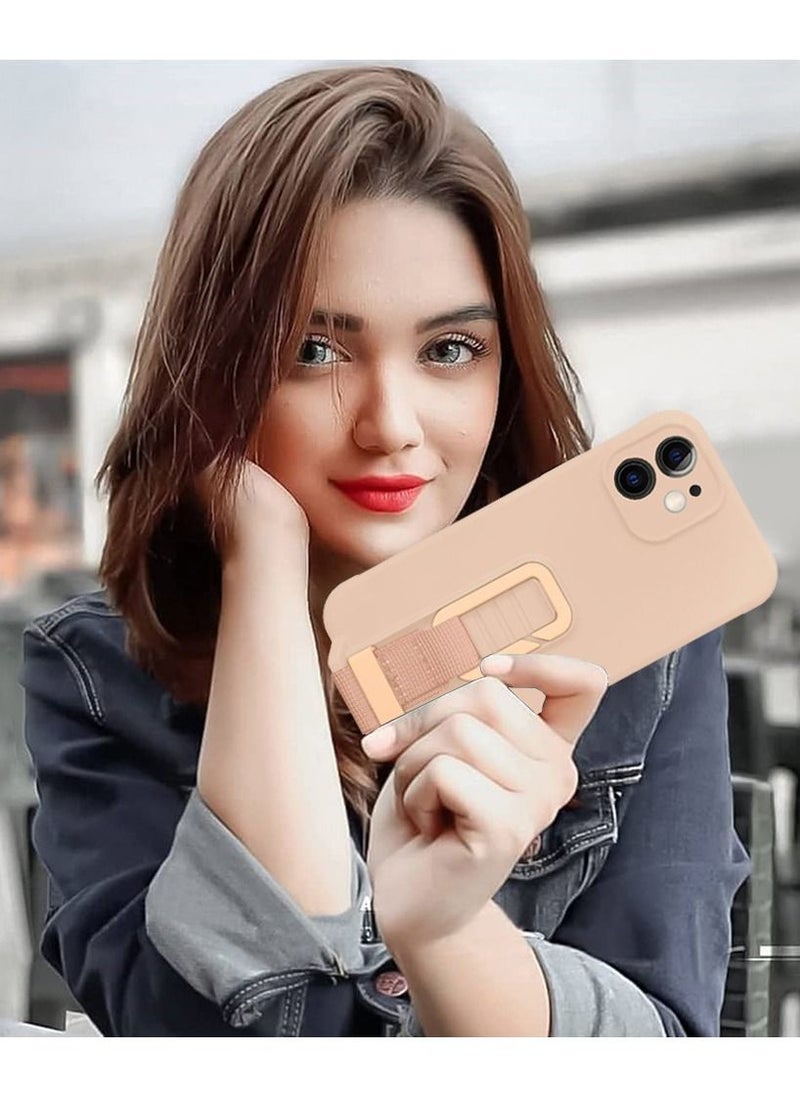 CATANES iPhone 12 Case Soft Silicone Foldable Kickstand Buckle Hook Back Cover Pink Sand  - Image 3