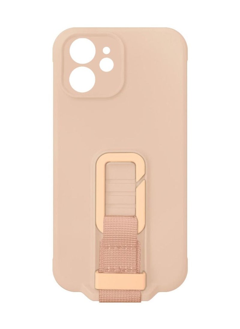 CATANES iPhone 12 Case Soft Silicone Foldable Kickstand Buckle Hook Back Cover Pink Sand  - Image 2