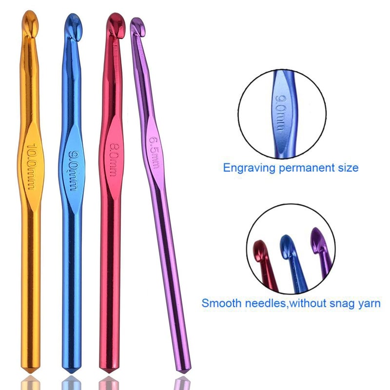 Weabetfu Latest Multicolor 14PCS Aluminum Crochet Hooks Set for Crocheting,with Stitch Markers and Large-Eye Blunt Needles 2.0mm/2.5mm/3mm/3.5mm/4mm/4.5mm/5mm/5.5mm/6mm/6.5mm/7mm/8mm/9mm/10mm - Image 2