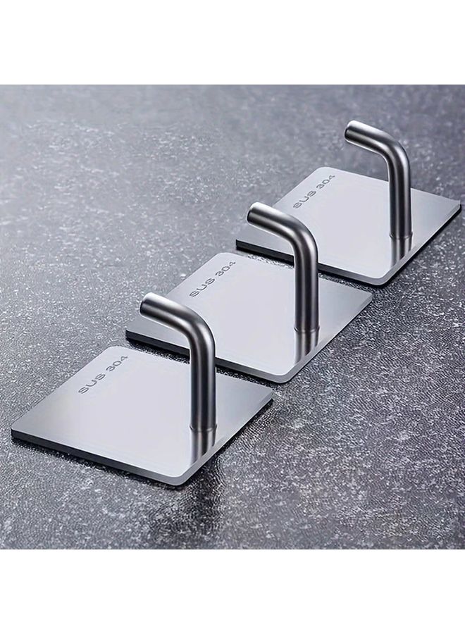 3pcs Stainless Steel Adhesive Hooks Multi Functional Kitchen Wall Hooks - Image 2