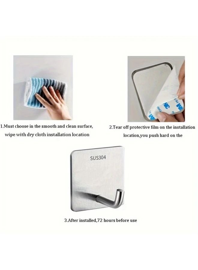 3pcs Stainless Steel Adhesive Hooks Multi Functional Kitchen Wall Hooks - Image 5