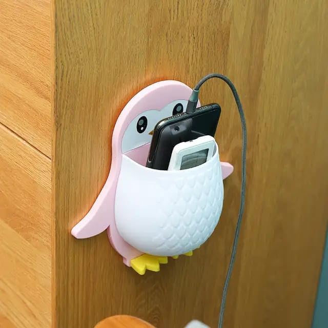 PRABODH™ Wall Mounted Penguin Design Toothpaste Holder Remote Holder Organizer Hanging Mobile Holder Pencil Bathroom Toothbrush Holder Makeup Tools Wall Hanging Storage (Multi Color) (Pack of 1) - Image 4