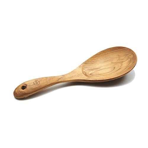 FAAY 9” Rice Paddle, Serving Spoon, Versatile Cooking Spoon – Handcraft from High Moist Resistance Golden Teak Wood | Durable, Healthy, Ergonomic Handle for Non Stick Cookware - Image 1