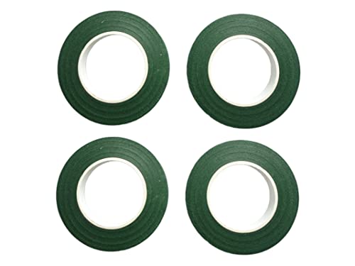 Transun Moo 4 Rolls 1/2 Inch Floral Tapes Florist Wraps for Bouquet Stem and Flowers Making Craft Projects (30 Yards, Dark Green) - Image 1