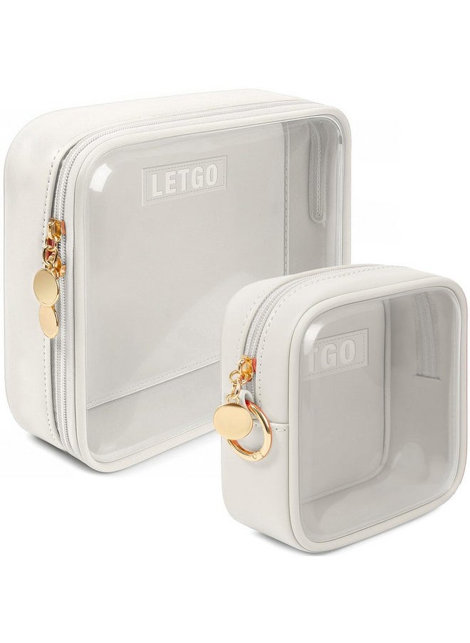 LETGO Clear Makeup Bags Set - Tsa Approved Toiletry Bag,Clear Toiletry Bags For Traveling Travel Size Toiletries Clear Cosmetic Bags Pink Car Accessories For Women Men (Large+Mini White)  - Image 1