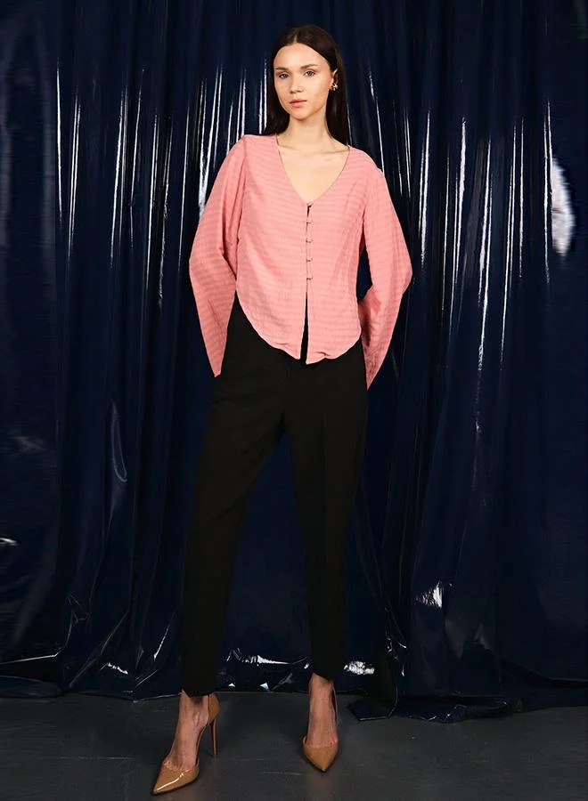 Virgio VIRGIO 100% Viscose Textured Front Tie-Up Blouse