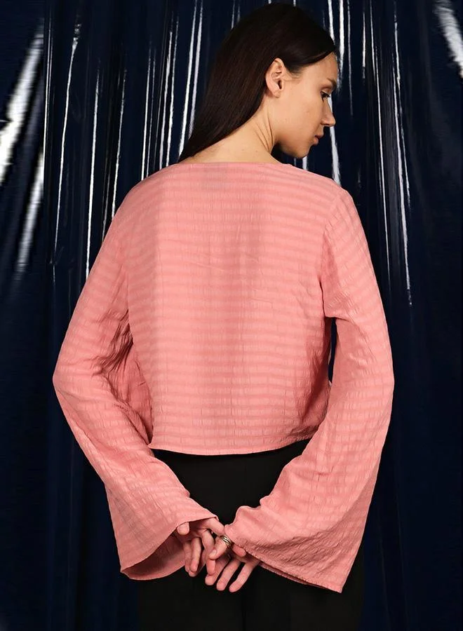 Virgio VIRGIO 100% Viscose Textured Front Tie-Up Blouse