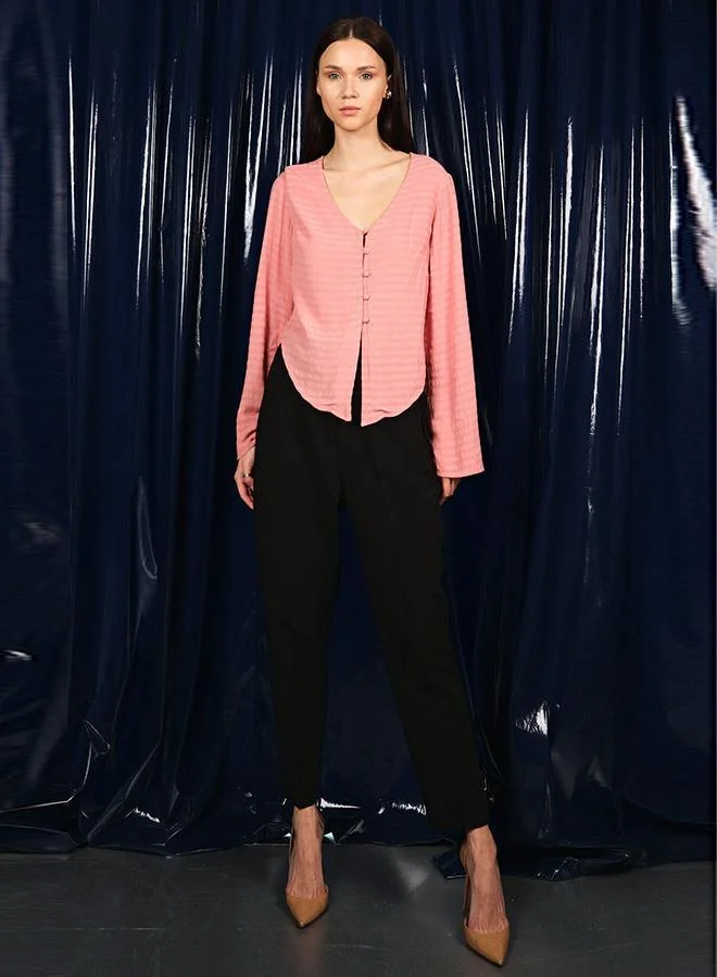 Virgio VIRGIO 100% Viscose Textured Front Tie-Up Blouse