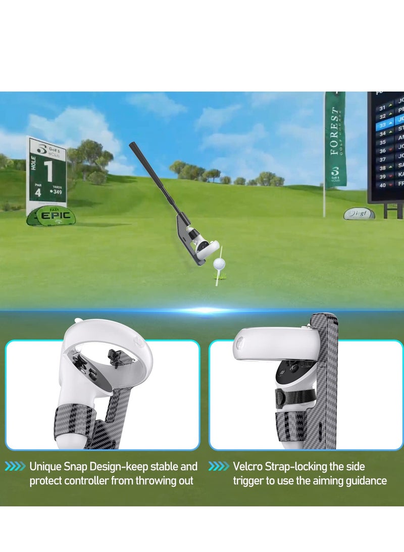 SOLARAE VR Golf Club Extension for Oculus Quest 2 VR Golf Club Adapter Grip Accessory with 2 Controller Caps Bonus Carbon Fiber Golf Club Attached to Enhance Immersive VR Gaming Experience - Image 2