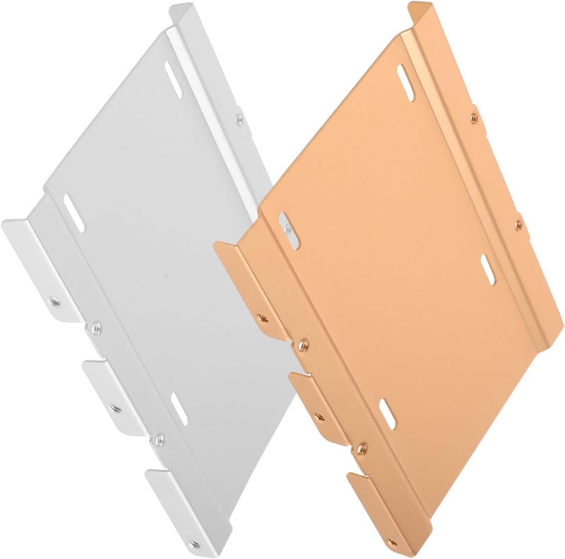 Vaguelly 2pcs Desktop Aluminum Alloy Hard Drive Mount Bracket for 2.5" SSD to 3.5" HDD Bay Adapter with Rear Pci Slot Panel, Metal SSD Tray for PC Internal Hard Disk Installation - Image 1