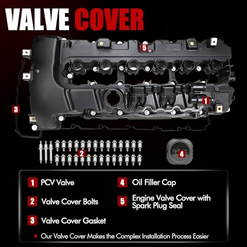 MITZONE غطاء صمام MITZONE N54 المحسن مع حشوة و PCV متوافق مع BMW 335i 535i x6 z4 740Li 3.0L مع توربو استبدال 11127565284 - Image 5