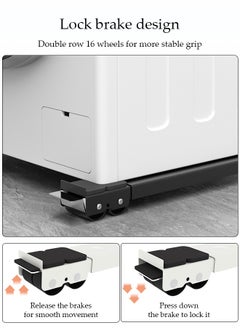 DUNISO 2-Piece Set, Washing Machine Base, Washing Machine Stand Mobile Roller, Removable And Adjustable Furniture Trolley Refrigerator, Base Mobile, Suitable For Washing Machine Dryer Refrigerator Furniture  - Image 4
