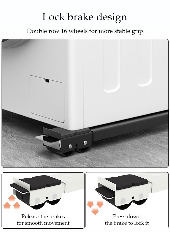 DUNISO 2-Piece Set, Washing Machine Base, Washing Machine Stand Mobile Roller, Removable And Adjustable Furniture Trolley Refrigerator, Base Mobile, Suitable For Washing Machine Dryer Refrigerator Furniture  - Image 4