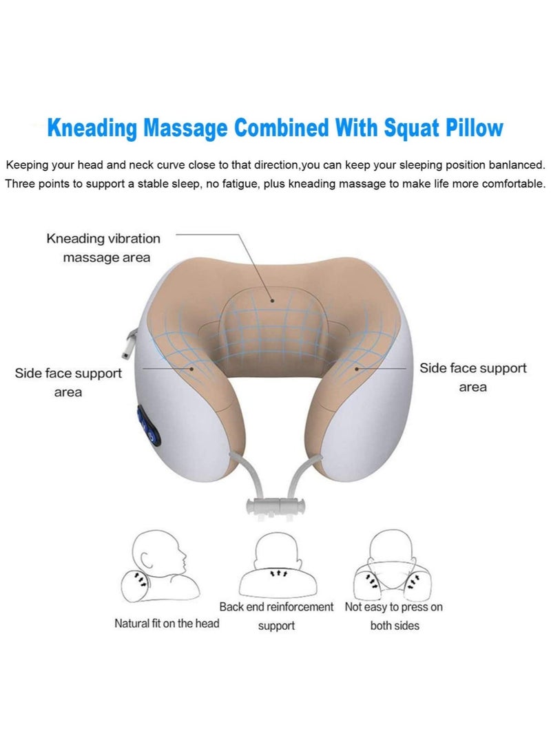 Travel Pillows For Sleeping Airplane Portable Electric Neck Massager Soft Comfortable Breathable Shaped Memory Foam Massage Neck Pillow For Car Home And Office  - Image 4