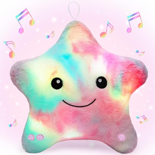 Subao Sensory Toys for Toddlers14 Toddler Pillow with Light MusicPlush Star Night Light for Kids Autism Sensory ProductsBirthday Xmas Easter Gifts for 3 4 5 6 7 8 9 10 Year Old Girls Colorful - Image 1
