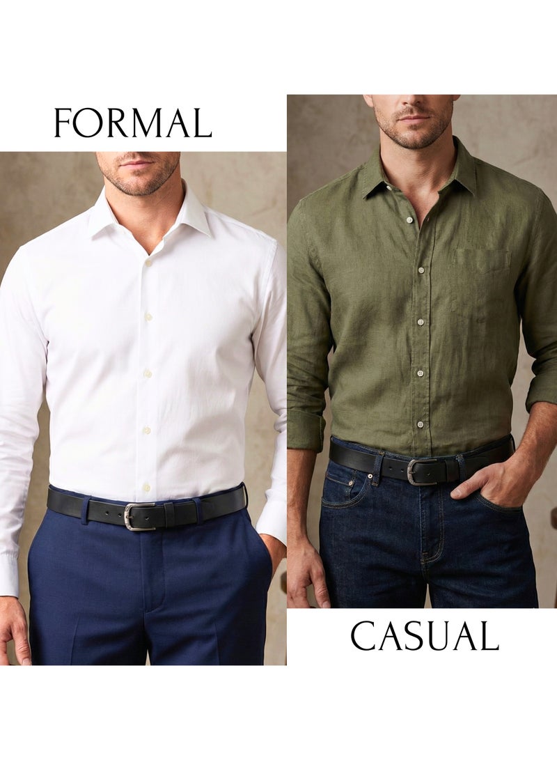 Classic Milano Genuine Leather Belt Men - Semi-Casual Men's Belts & Party Wear Belt, Casual Outfits, Gifts - Black & Brown Men’s Leather Belt for Men - Image 2