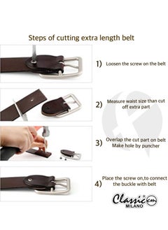Classic Milano Classic Milano Genuine Leather Belt Men - Semi-Casual Men's Belts & Party Wear Belt, Casual Outfits, Gifts - Black & Brown Men’s Leather Belt for Men  - Image 5