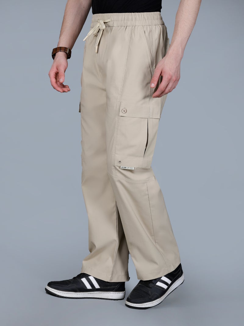 Fort Collins Men Solid Cargo Pants with Drawstring - Image 4