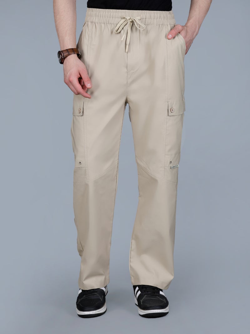 Fort Collins Men Solid Cargo Pants with Drawstring - Image 1