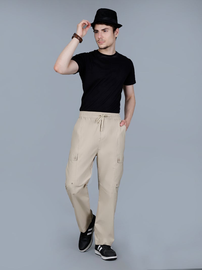 Fort Collins Men Solid Cargo Pants with Drawstring - Image 2