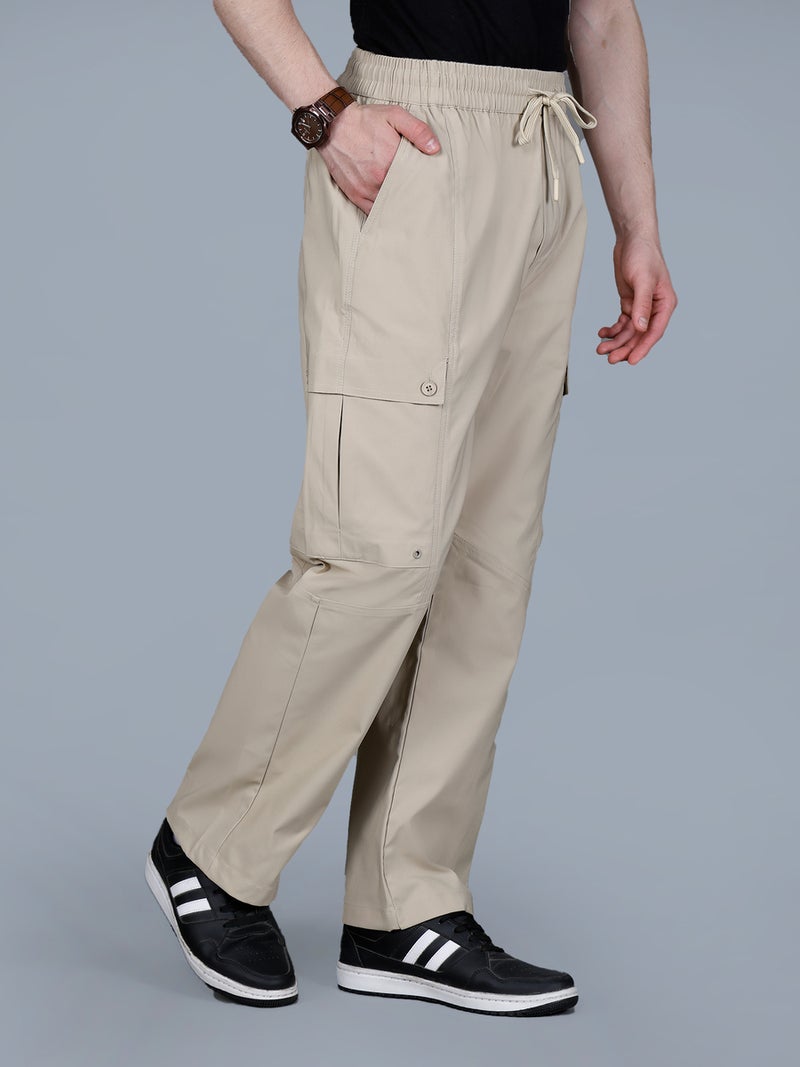 Fort Collins Men Solid Cargo Pants with Drawstring - Image 3