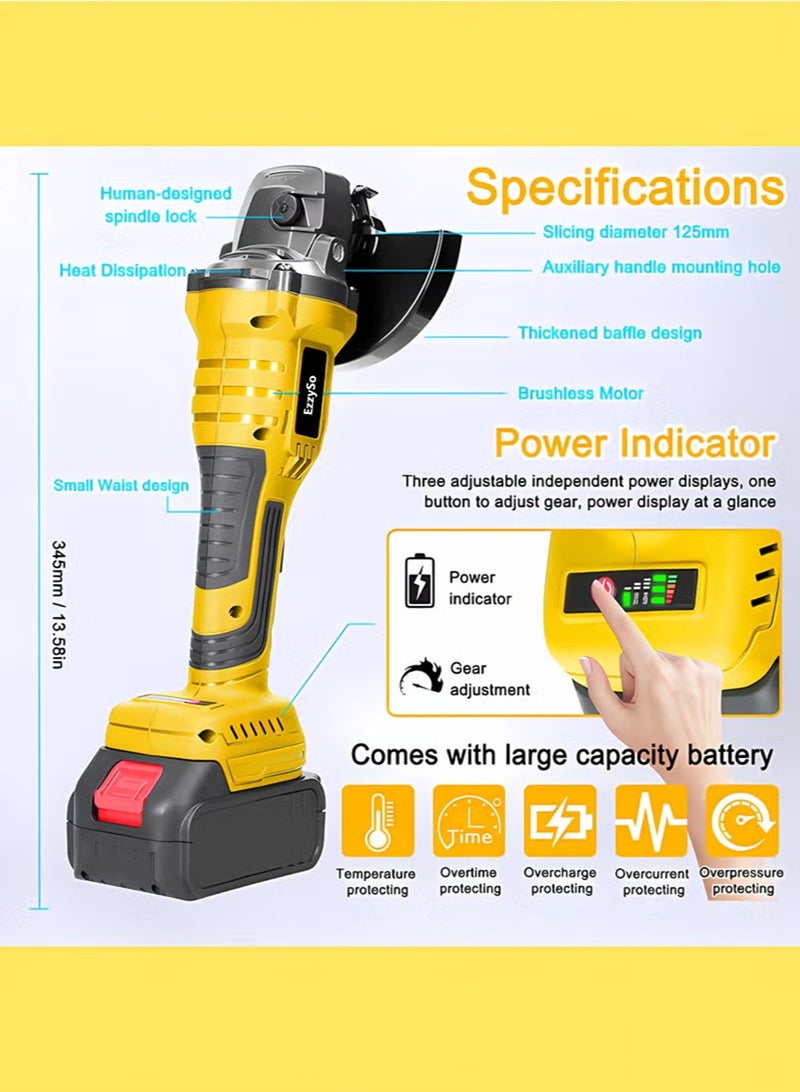 EzzySo مجموعة أدوات الحفر وطاحونة الزاوية 48 فولت، أداة طاحونة، مفك كهربائي، طاحونة، مجموعة أدوات الحفر، مجموعة أدوات، مع بطاريتين 2*4.0Ah وشاحن سريع - Image 5