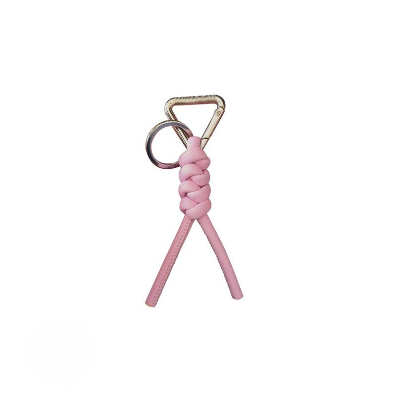 [Correct Version] Keychain Car Key Pendant Leather Woven Diamond Knot Bag Pendant High-end Keys for Men and Women flower tender powder