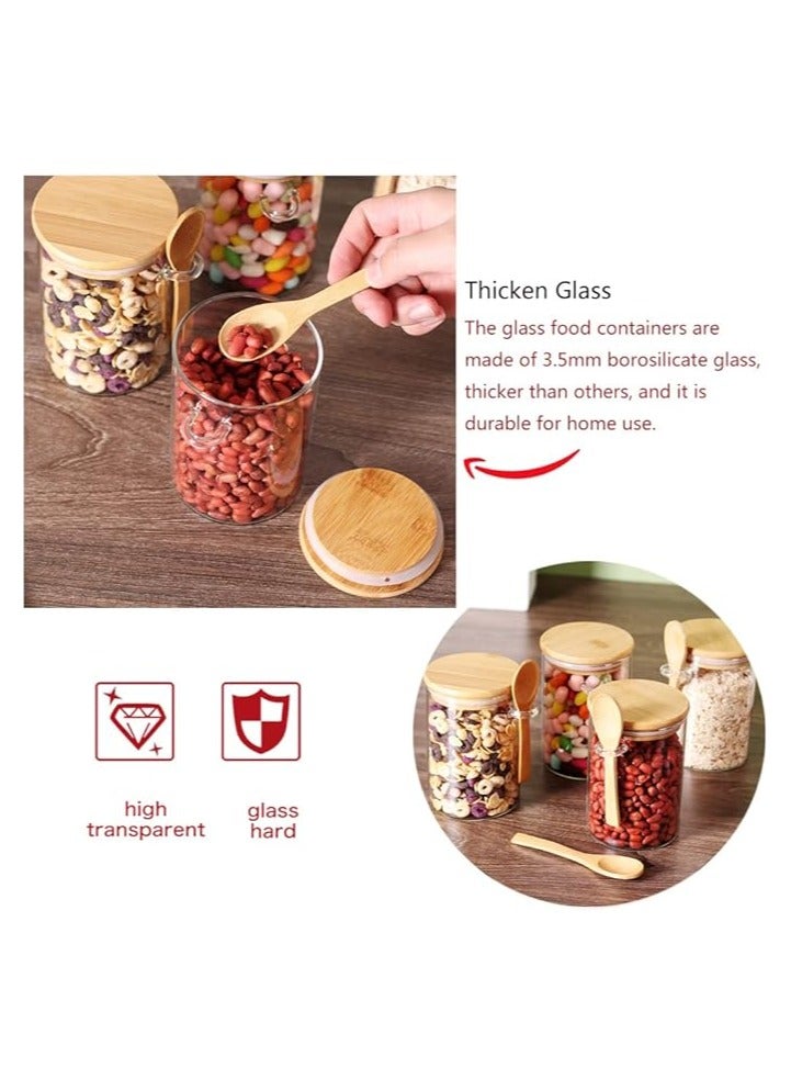 Arabest Glass Jars with Bamboo Lids and Wooden Spoons Set of 4, Coffee Tea Sugar Container Set for Loose Tea Canister Storage, Overnight Oats Containers with Scoop for Seasoning, Coffee, Yogurt - Image 5
