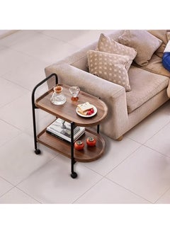 watheer Two-Tier Side Service Table with Wheels – Elegant Brown Design for Serving Coffee & Tea at Home  - Image 4