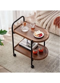 watheer Two-Tier Side Service Table with Wheels – Elegant Brown Design for Serving Coffee & Tea at Home  - Image 3
