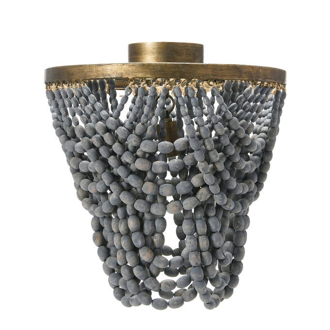 CREATIVE COOP 2TIER DRAPED WOOD BEAD SEMIFLUSH MOUNT CEILING LIGHT