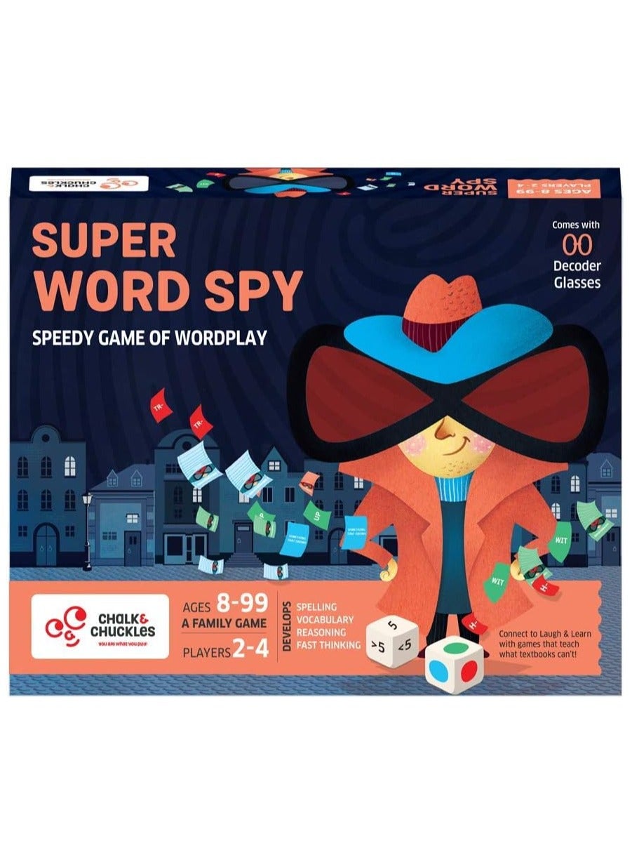 Chalk and Chuckles Super Word Spy - Word Games for Kids, Adults Age 8-99, Fun for Family Game Night, Educational Board Game, Gifts for Kids 8 and up