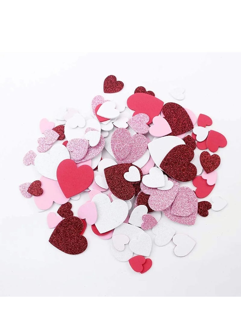 Glitter Stickers, 60 Pieces Foam Stickers Self Adhesive Heart Shapes Foam Stickers for Kids Children DIY Arts Crafts,Party Decor,Scrapbooking & Card Making,Assorted Colors and Sizes (Heart)
