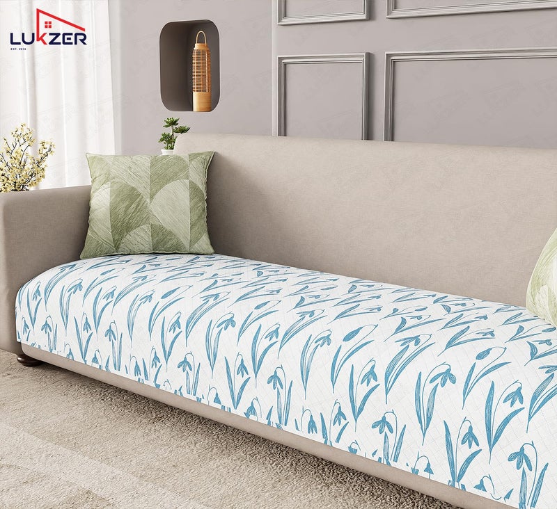 Lukzer Waterproof Quilted Sofa Cover Mat 220CM, 350 GSM Soft & Thick Printed Polyester, Bluebell Pattern, Universal Couch Protector for Home & Office (SC-186-05) – Ideal for 4-Seater - Image 5
