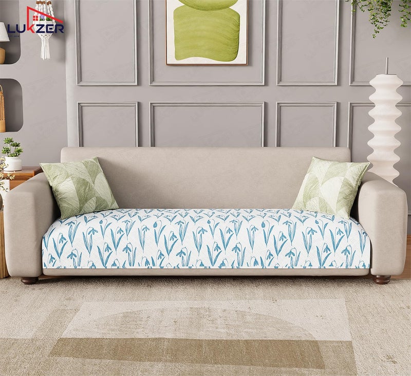 Lukzer Waterproof Quilted Sofa Cover Mat 220CM, 350 GSM Soft & Thick Printed Polyester, Bluebell Pattern, Universal Couch Protector for Home & Office (SC-186-05) – Ideal for 4-Seater - Image 3