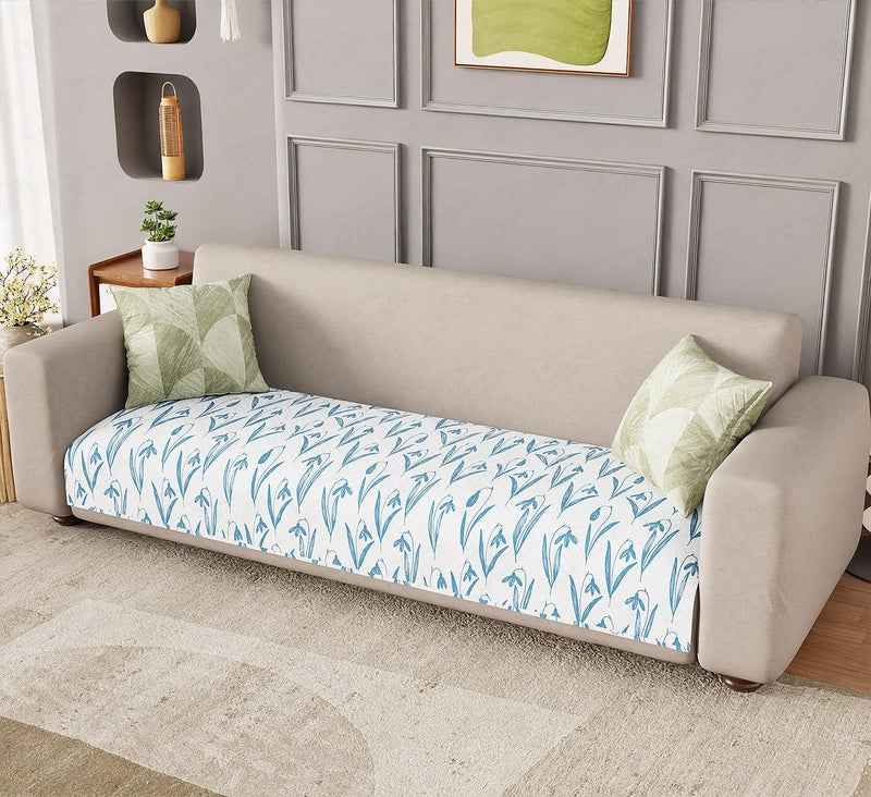 Lukzer Waterproof Quilted Sofa Cover Mat 220CM, 350 GSM Soft & Thick Printed Polyester, Bluebell Pattern, Universal Couch Protector for Home & Office (SC-186-05) – Ideal for 4-Seater - Image 1