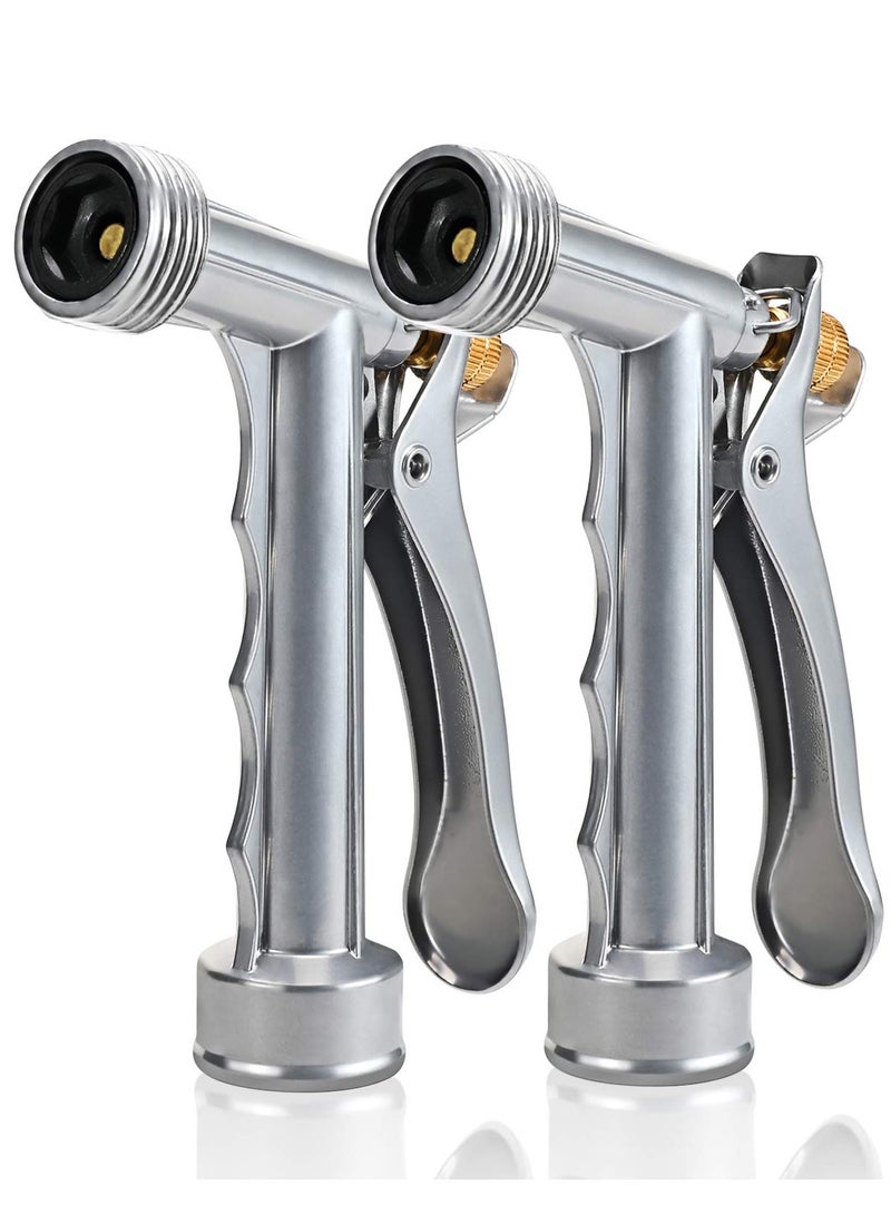 فوهة خرطوم الحديقة بحجم كامل فوهة مسدس مع مقدمة مل threaded متينة فوهة خرطوم الحديقة عالية الضغط بخلفية تحكم لرش المياه لري النباتات وتنظيف السيارات والاستحمام للحيوانات الأليفة 2 عبوة - Image 1