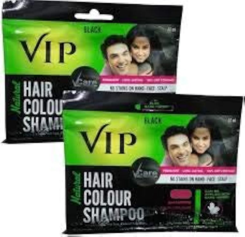 VIP 3 in 1 Hair Color Shampoo 240ml Pack of 6 Black  Ammonia Free Instant Hair Colour Can be Applied With Bare Wet hands on Hairs Mustache Beard Chest  hands