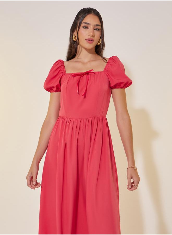 Take Two Puff Sleeve Midi Dress  - Image 3