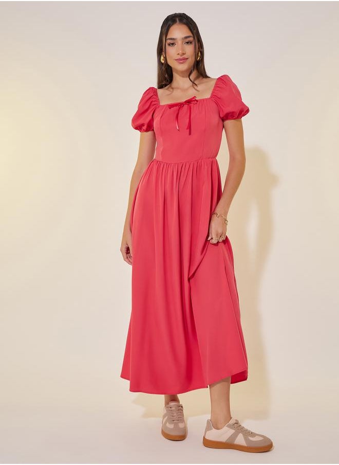 Take Two Puff Sleeve Midi Dress  - Image 2