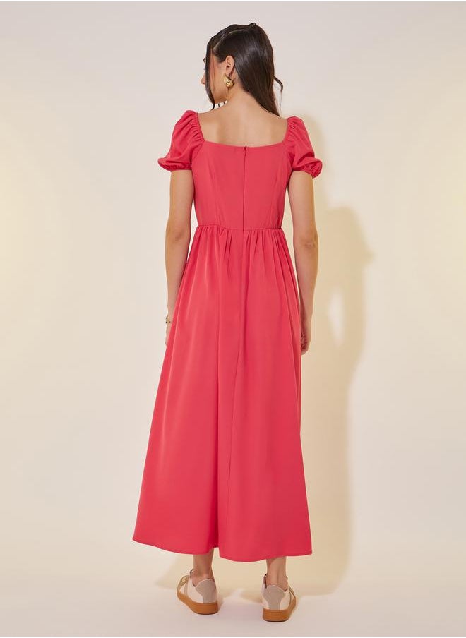 Take Two Puff Sleeve Midi Dress  - Image 5