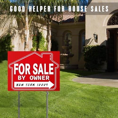 ISIYHCC For Sale By Owner Yard Sign (3 Pack), 18" X 14" Double-Sided Yard Signs with Metal H Stakes，For Sale By Owner Signs for Real Estate, Perfect for Home Owners Real Estate Directional Arrows Signs, House - Image 5