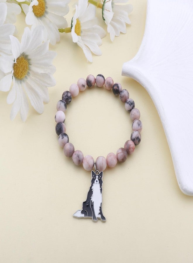 PARTNER Border Collie Inspirational Birthday Gifts for Women Unique Border Collie Gifts Natural Stone Beaded Bracelets for Women Agate Beaded Jewelry with Meaningful Message Card For Border Collie Lovers (purple agate) - Image 3