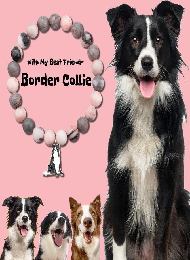 PARTNER Border Collie Inspirational Birthday Gifts for Women Unique Border Collie Gifts Natural Stone Beaded Bracelets for Women Agate Beaded Jewelry with Meaningful Message Card For Border Collie Lovers (purple agate) - Image 5