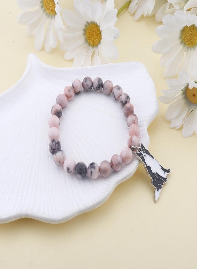 PARTNER Border Collie Inspirational Birthday Gifts for Women Unique Border Collie Gifts Natural Stone Beaded Bracelets for Women Agate Beaded Jewelry with Meaningful Message Card For Border Collie Lovers (purple agate) - Image 2