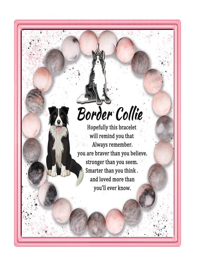 PARTNER Border Collie Inspirational Birthday Gifts for Women Unique Border Collie Gifts Natural Stone Beaded Bracelets for Women Agate Beaded Jewelry with Meaningful Message Card For Border Collie Lovers (purple agate) - Image 1